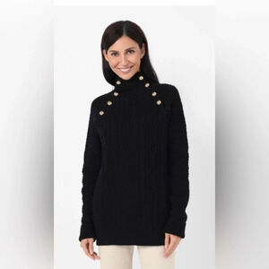 Harmonica Sensuum Mock Neck Black Oversized Chunky Knit sweater S NWOT